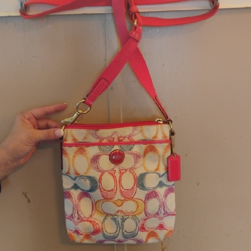 Coach Pink and Multicolor Crossbody Bag